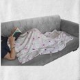 thumbnail image 5 of Princess Soft Flannel Fleece Throw Blanket, Pattern with Flowers Simple Classic Art Springtime Garden Cheerful, Cozy Plush for Indoor and Outdoor Use, 70" x 90", Magenta Fuchsia White, by Ambesonne, 5 of 5