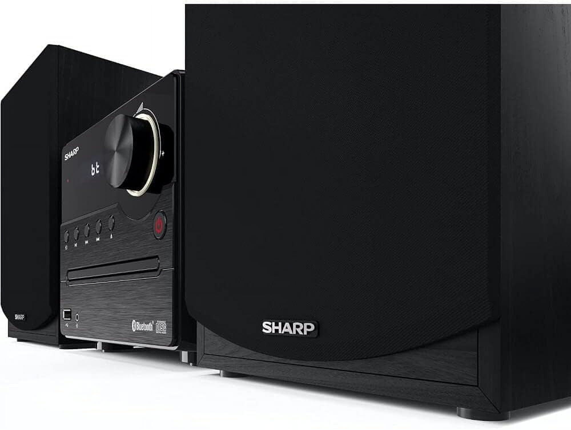 Sharp XL-B512 Micro Component Wireless Bluetooth Audio Streaming & CD Player Wood Speaker System + Remote, USB Port, MP3 Playback, FM Stereo Digital Tuner, Aux Input, Black Oak
