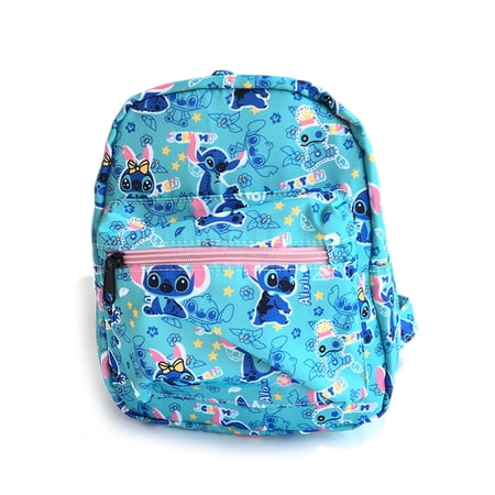 Creative Anime Stitch School Backpack Boys Girls Kindergarten Backpack Casual Laptop Bag (Blue S)