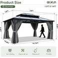 thumbnail image 2 of Aoxun 12'x16' Hardtop Gazebo, Aluminum Frame Permanent Pavilion with Curtains and Netting, Outdoor Polycarbonate Double Roof Canopy, Designed for Garden, Lawns, Patio, 2 of 7