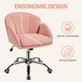 thumbnail image 6 of YSNW Pink Desk Chair Vanity Chair Comfy Velvet Chair Cute Desk Chair for Home Office Modern Swivel Rolling Chair for Bedroom, Living Room, Makeup Room Women, 6 of 17