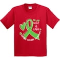 thumbnail image 3 of Inktastic Love and Care Mental Health Awareness Green Ribbon Youth T-Shirt, 3 of 5