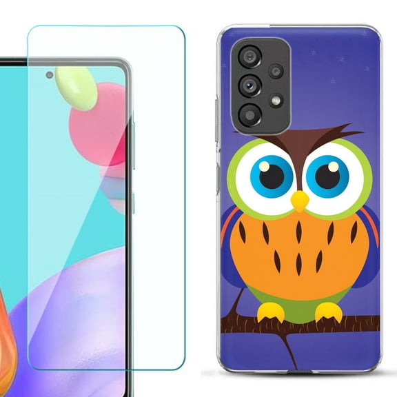 Slim-Fit Fashion Phone Case for Samsung Galaxy A53 5G, with Tempered Glass Screen Protector, by OneToughShield ® - Night Owl