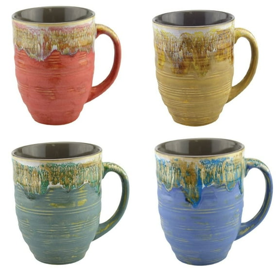 20 Ounce Unique Glazed Ceramic Coffee Cups Set of 4, Home Décor or Office Mugs Dishwasher Microwave Safe Cup for Men & Women