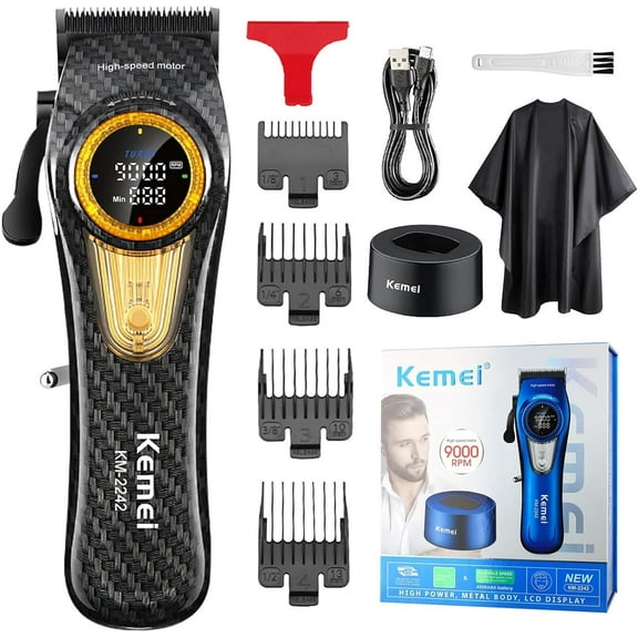 KEMEI Professional Hair Clippers for Men Cord/Cordless Hair Cutting Kits, Hair & Beard Trimmer, Adjustable Blade Barber Clippers with USB Rechargeable, Gift for Men, KM-2242