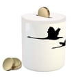 thumbnail image 2 of Freedom Piggy Bank, Silhouette of Group of Flying Birds Gulls in the Sky Season Migration Themed Image, Ceramic Coin Bank Money Box for Cash Saving, 3.6" X 3.2", Black White, by Ambesonne, 2 of 4