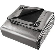 Moose Supply 10 Mil Heavy Duty Waterproof Poly Tarp Cover, Silver, 10 x 12