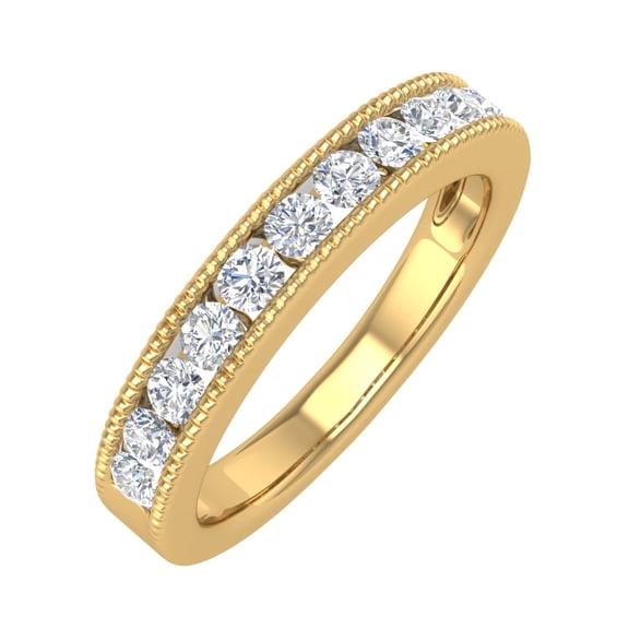 1/2 Carat Channel Set Diamond Wedding Band Ring in 14K Yellow Gold (Ring Size 6.5) (I1-I2 Clarity)