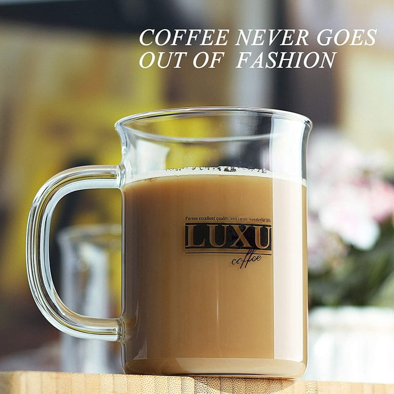 LUXU Glass Coffee Tea Cups Set of 2,Clear Coffee Mugs for Hot or Cold —  CHIMIYA