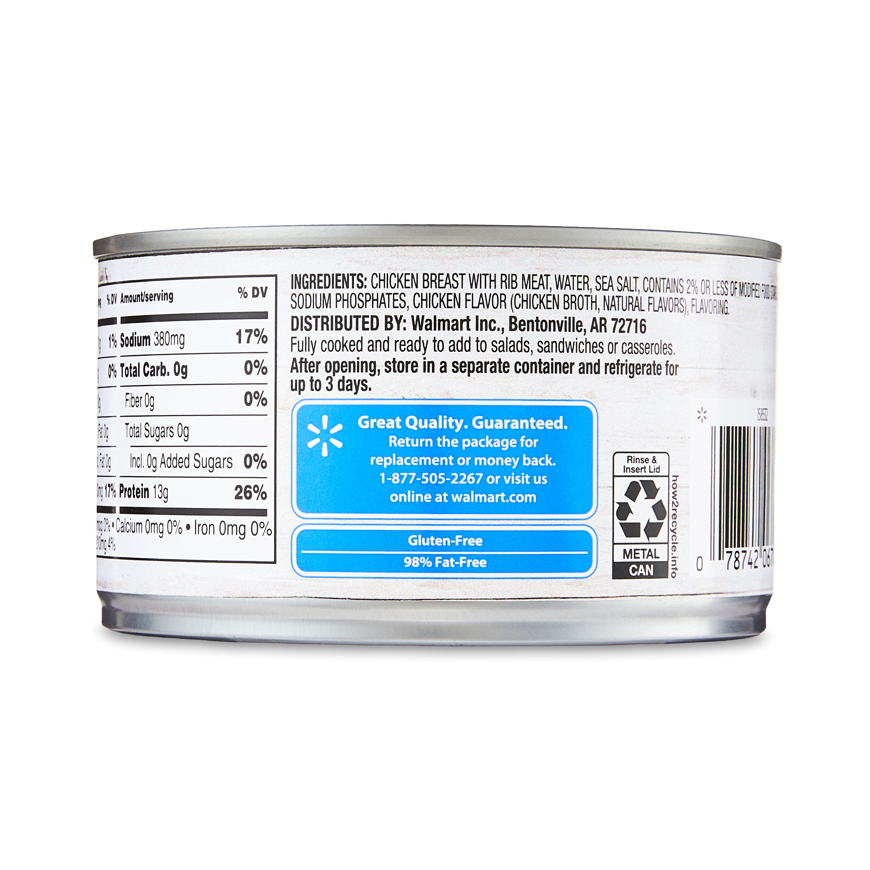 Great Value Chunk Chicken in Water, 12.5 oz