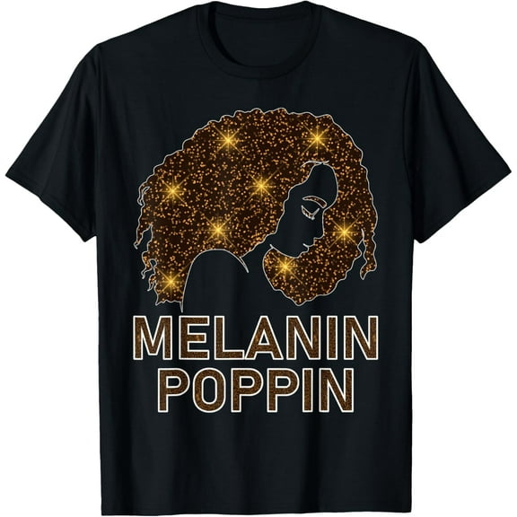 Bling Melanin Poppin Rhinestone Black History Month Apparel T-Shirt Tee