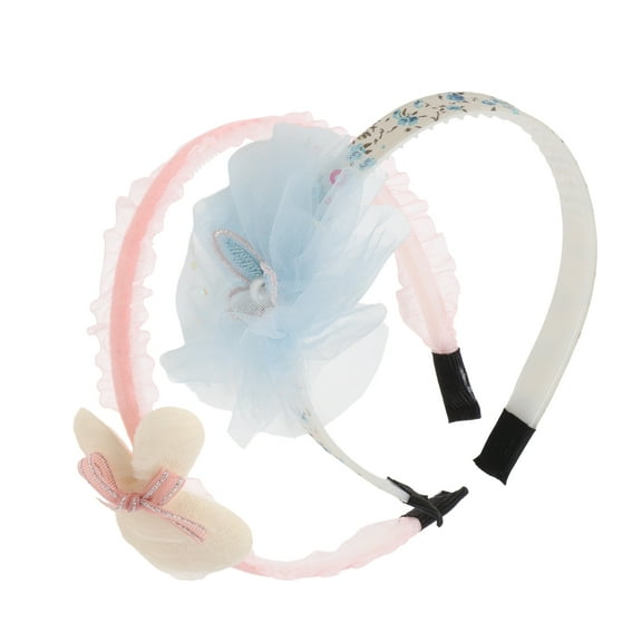 Unique Bargains 2 Pcs Classic Elegant Mesh Headbands for Children 5.51"x4.72"x0.55" Blue Pink