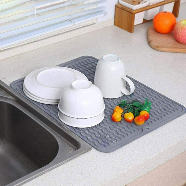 Silicone Dish Drying Mats With Utensils Holder, Heat Resistant Dish Drying  Mat For Kitchen Counter, Non-slip Quick Dry Pad For Washing Dishes,  Multiple Utensils, Sink,dish Drying Mat With Spoon Rest - Temu
