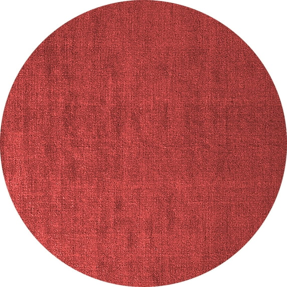 Ahgly Company Indoor Round Solid Red Modern Area Rugs, 7' Round
