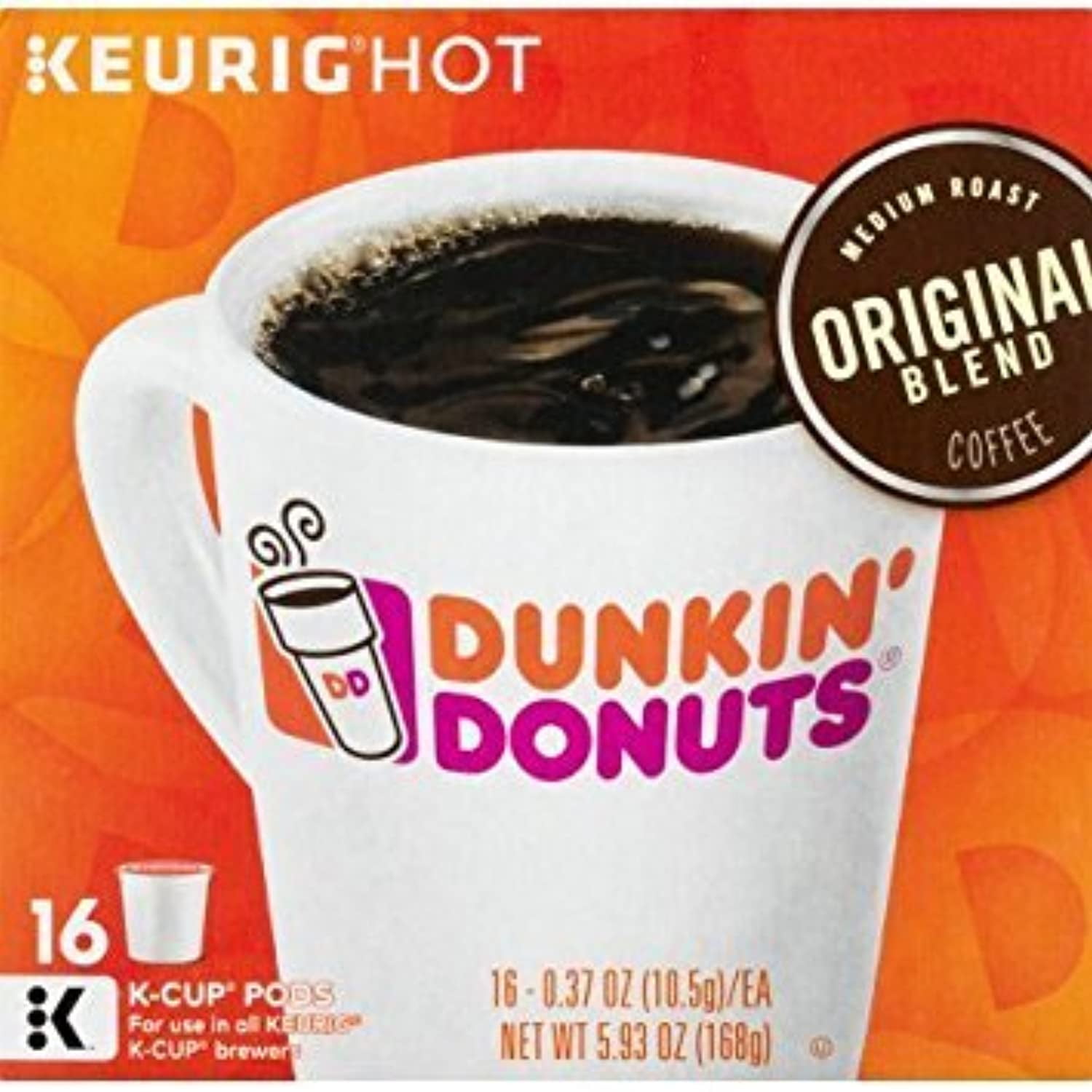 Dunkin Donuts Original Blend Coffee K-Cup Pods - 16 Ct