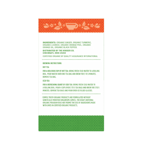 Simple Truth Organic Elderberry Herbal Tea,Tea Bags,Simple Truth Organic Hibiscus Strawberry & Raspberry Herbal Tea,Tea Bags, Simple Truth Organic Ginger Turmeric Herbal Tea,3 Pack