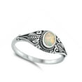 thumbnail image 4 of CHOOSE YOUR COLOR White Simulated Opal Ornate Nature Sterling Silver Ring Oval Rope CZ Female Size 9, 4 of 4