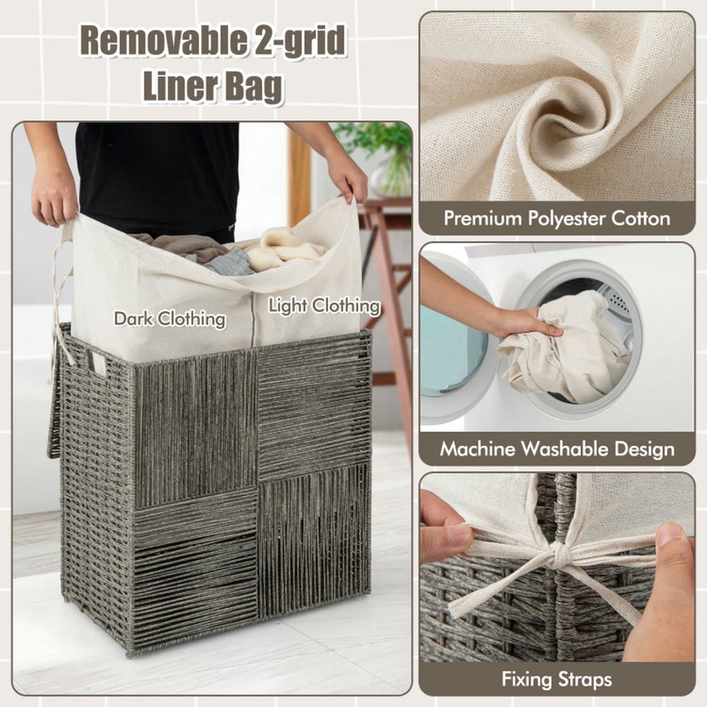 Finihen Laundry Hamper, Laundry Basket, 29 Gallons Laundry Hamper with Convenient Handles and Removable Liner Bag, for Bathroom, Laundry Room, Gray Finihen Laundry Hamper, Laundry Basket, 29 Gallons Laundry Hamper with Convenient Handles and Removable Liner Bag, for Bathroom, Laundry Room, Gray