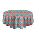 thumbnail image 5 of Red Teal Checkerboard Checkered Pattern Round Tablecloth 60"x60",Wrinkle Wipeable Table Cloth for Kitchen Dining Room Picnic Patio Party, 5 of 6