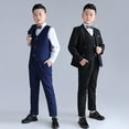 thumbnail image 4 of FLMEI Boy's 4-Piece Formal Suit Set Little Big Girls Boy Tuxedo Set Includes Suit Jacket, Fleece Comfort Waist Dress Pants,Dress Shirt,Necktie & Bow Tie for 5-16Y, 4 of 7