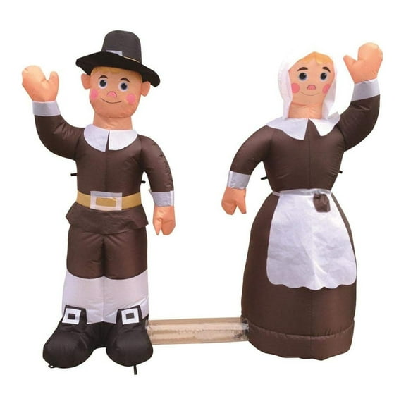 Air Blown Inflatable 4' Thanksgiving Pilgrim Man and Woman Yard Decoration