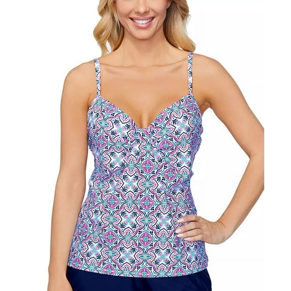 Island Escape Women's Scorpio Underwire Tankini Top Swimsuit Blue Size 6