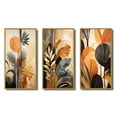 thumbnail image 2 of Designart "Terracotta Toned Foliage Funky Vibes II" Abstract Botanicals Framed Wall Art Set Of 3 - Yellow Modern Frame Gallery Set For Office Decor, 2 of 6