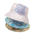 thumbnail image 4 of WCJM A Purple Sequins Bucket Hat For Women Men Glitter Sequins Strips Fisherman Hat Unisex Reversible Sun Hat For Beach Outdoor, 4 of 7