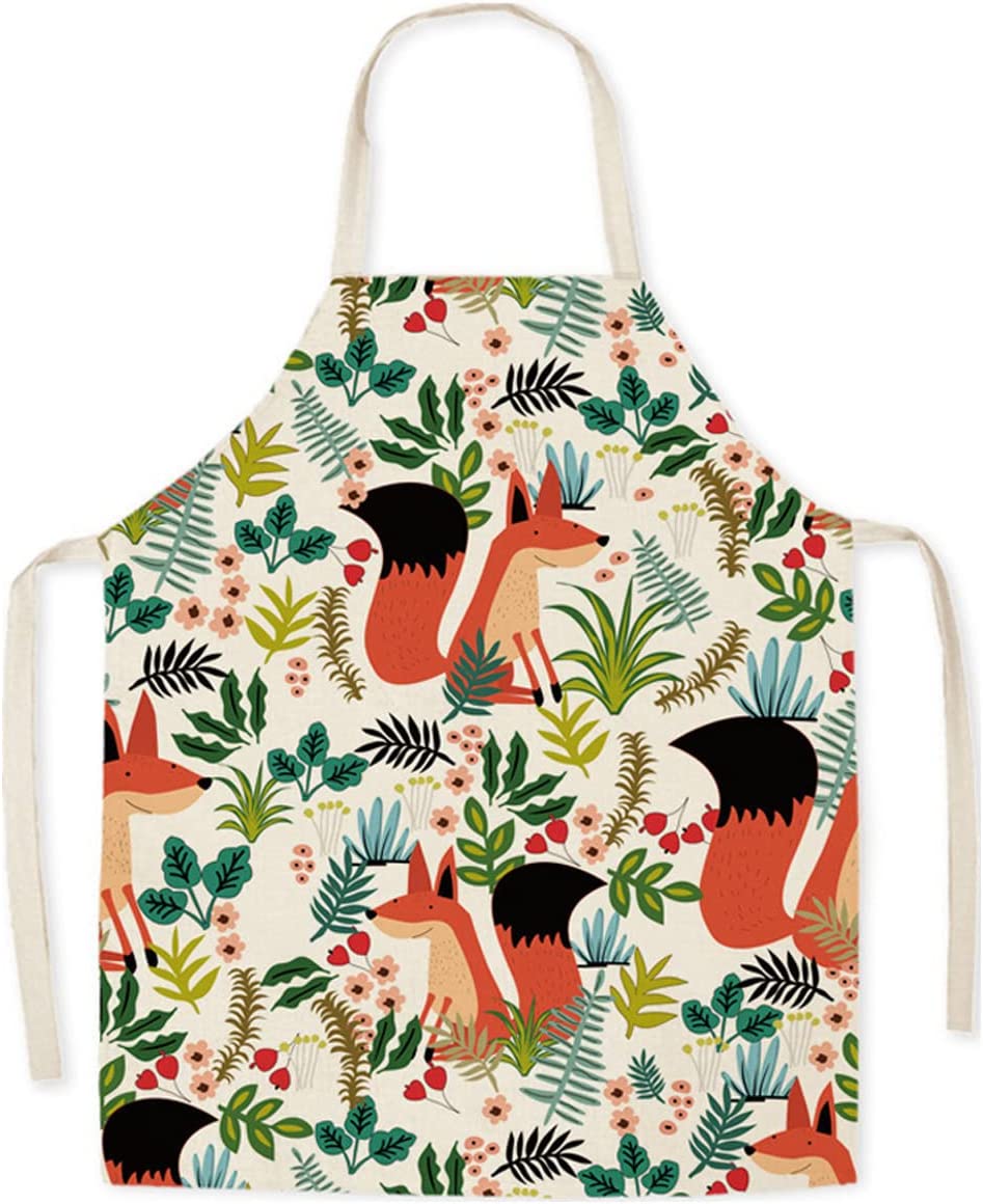 Linen kitchen apron and butterfly flower Children's cartoon garden printed  flax apron pink kitchen accessories home decoration - AliExpress