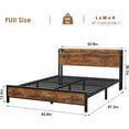 thumbnail image 2 of Full Size Bed Frame with Wooden Headboard and Footboard, Heavy Duty Metal Platform Bed with Charging Station, No Box Spring Needed, Easy to Assemble, 2 of 7