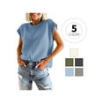 thumbnail image 2 of Nituyy Women Solid Color Sweater Vests Crew Neck Cap Sleeve Loose Fit Pullovers Casual Knitted Tank Tops Streetwear, 2 of 4