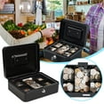 thumbnail image 2 of Medium Cash Box with Money Tray,Small Safe Lock Box with Key,Cash Drawer,7.87x 6.30x 3.54 Black Medium, 2 of 7