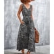 thumbnail image 2 of Vestido Estampado,Vestido Estampado De Dobladillo Suelto Con Cinturón Y Cuello En V De Verano Vestido Estampado Sin Mangas Rendimiento De Gama Alta, 2 of 6