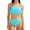 Sky Blue, variant on Girls Swimsuit 2 Piece Bikini Ruffled Bathing Adjustable Straps Striped Hollow High Waist Swimwear Set for 6-14 Years Summer, Size 7-8 Years