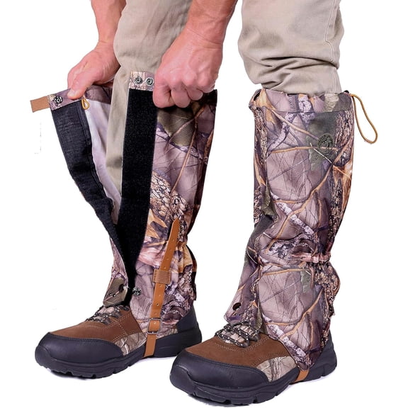 Pike Trail Adjustable Leg Gaiters - Lightweight, Waterproof - Leg Guards for Men & Women - Hiking Essentials Ideal for Hunting, Trekking & Fishing - Lost Oak Camo - 1 Pair