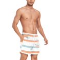 thumbnail image 4 of FORMRS Mens Swim Trunks Mesh Liner Quick Dry Casual Beach Board Shorts with Pockets, Sizes S-2XL, Orange Nautical Pattern, 4 of 9