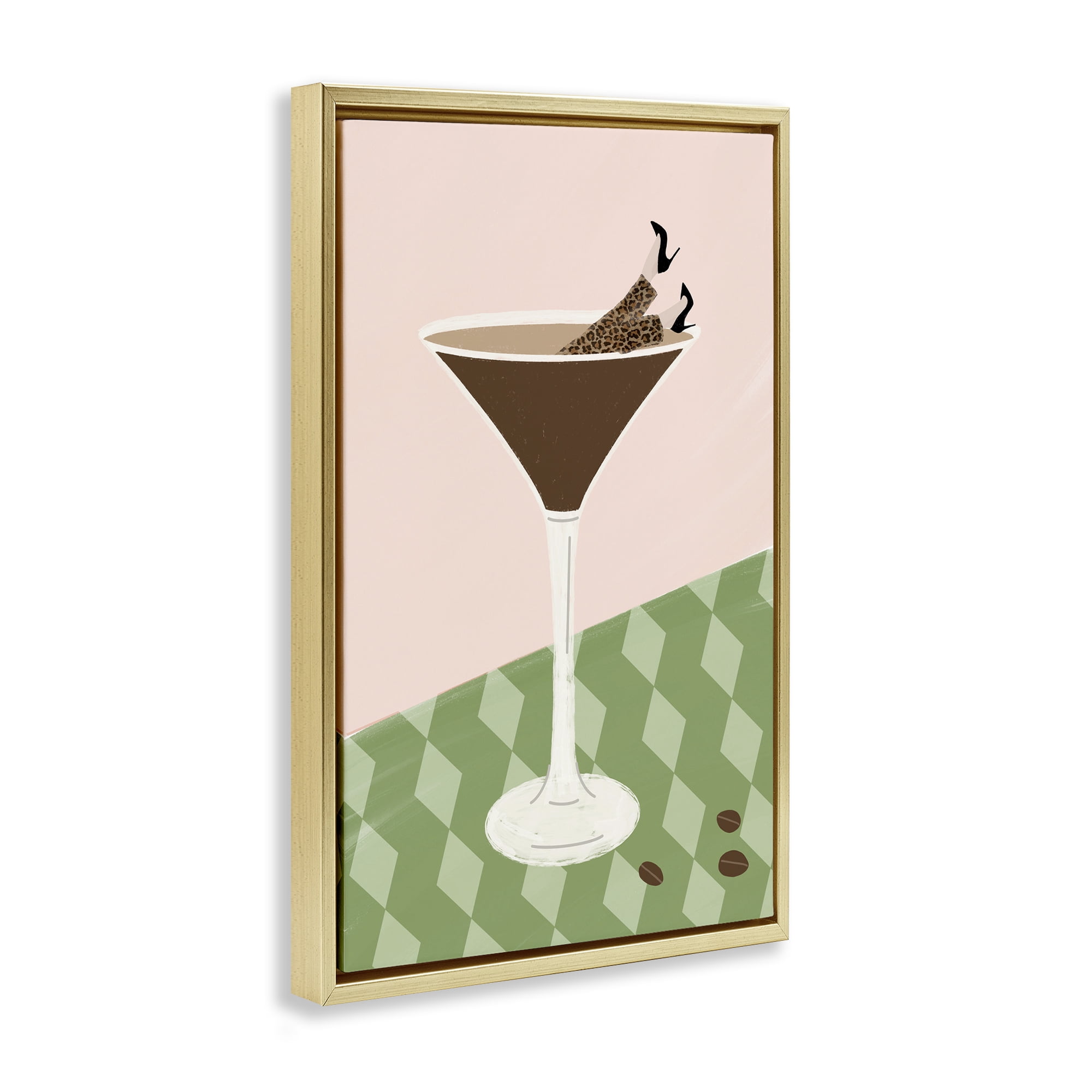 Stupell Industries Glam Martini Splash Gold Framed Floater Canvas Wall Art, design by Emily Navas