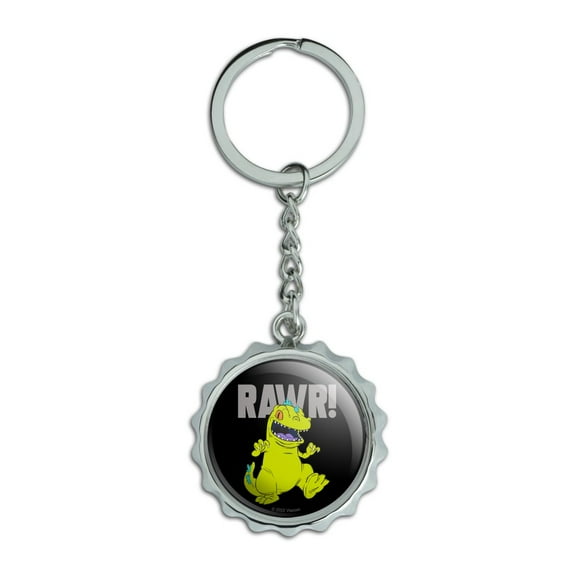 Rugrats Reptar Rawr! Keychain Chrome Plated Metal Pop Cap Bottle Opener