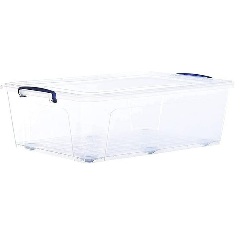 Innouse 40 Quart Under Bed Storage Bin with Wheels, 3 Packs Large Flat  Latch Box, Clear