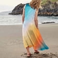 thumbnail image 3 of Vestido informal largo de verano con cuello redondo y rayas degradadas para mujer, 3 of 6