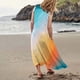 thumbnail image 3 of Vestido informal largo de verano con cuello redondo y rayas degradadas para mujer, 3 of 6