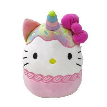 Squishmallows Sanrio 8" Hello Kitty Unicorn Cupcake with Pink Bow and Rainbow Horn