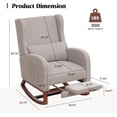 thumbnail image 2 of HCHAIRH Rocking Chair Nursery, Nursery Rocking Chairs with Foot Rest,  Glider Rocker Nursing Chair with Back Pillow for Nursing, Living Room, Bedroom, Light Grey, 2 of 9