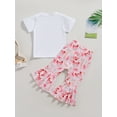 thumbnail image 4 of Coduop Toddler Baby Girl Bell Bottoms Outfit Pullover T-shirt Top Flare Pants 0-4 Years, 4 of 6