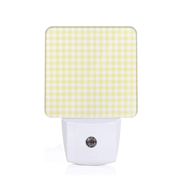 Fotbe Lemon Yellow Checkboard Luz Nocturna LED, Luz de Noche con Sensor de Luz Natural de Anochecer a Amanecer, Se Enchufa a la Pared, Blanco Cálido 0.5W-UK
