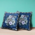thumbnail image 4 of Amrita Sen Flowers Throw Pillow in Blue Gray 18x18, 4 of 5