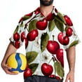 thumbnail image 4 of Cherry Men's Short Sleeve Casual Printed Button Down Beach Shirt Summer Unisex Top, 4 of 6