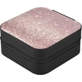 thumbnail image 3 of SKYSONIC Rose Gold Shiny Leather Jewelry Box,Portable Mini Jewelry Case Traveling Jewelry Organizer for Rings Necklaces Bracelets Earrings, 3 of 7