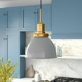 thumbnail image 3 of Evelyn&Zoe 12" Matte Gray/Brass Metal Pendant, 3 of 10