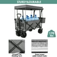 thumbnail image 7 of LAZY BUDDY Collapsible Wagon Cart with Removable Canopy, Foldable Outdoor Utility Carts with All Terrain Wheels & Storage Basket for Beach Garden Camping Grocery Shopping, 7 of 7